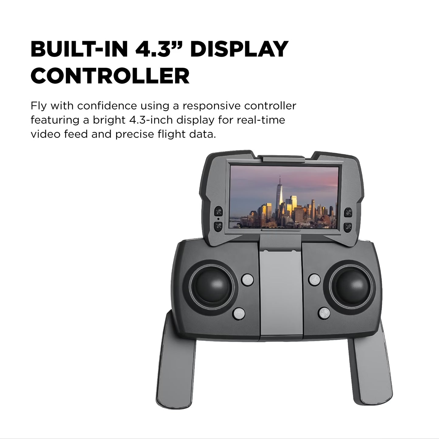 Skyvision 4K Ultra HD GPS Foldable Video Drone with 4.3" Display Controller, Brushless Motors, 1-Axis Gimbal, VR Headset, 17-Minute Flight Time & Travel Carry Case