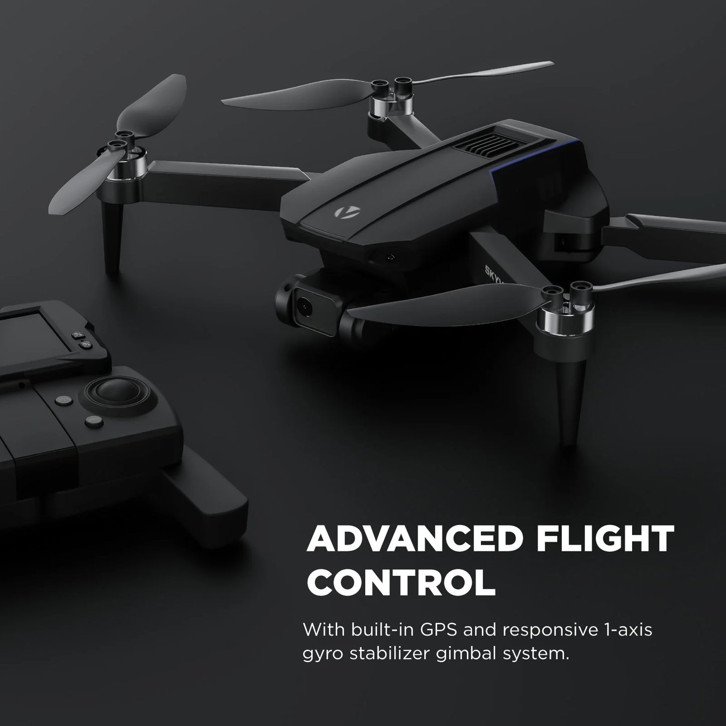 Skyvision 4K Ultra HD GPS Foldable Video Drone with 4.3" Display Controller, Brushless Motors, 1-Axis Gimbal, VR Headset, 17-Minute Flight Time & Travel Carry Case