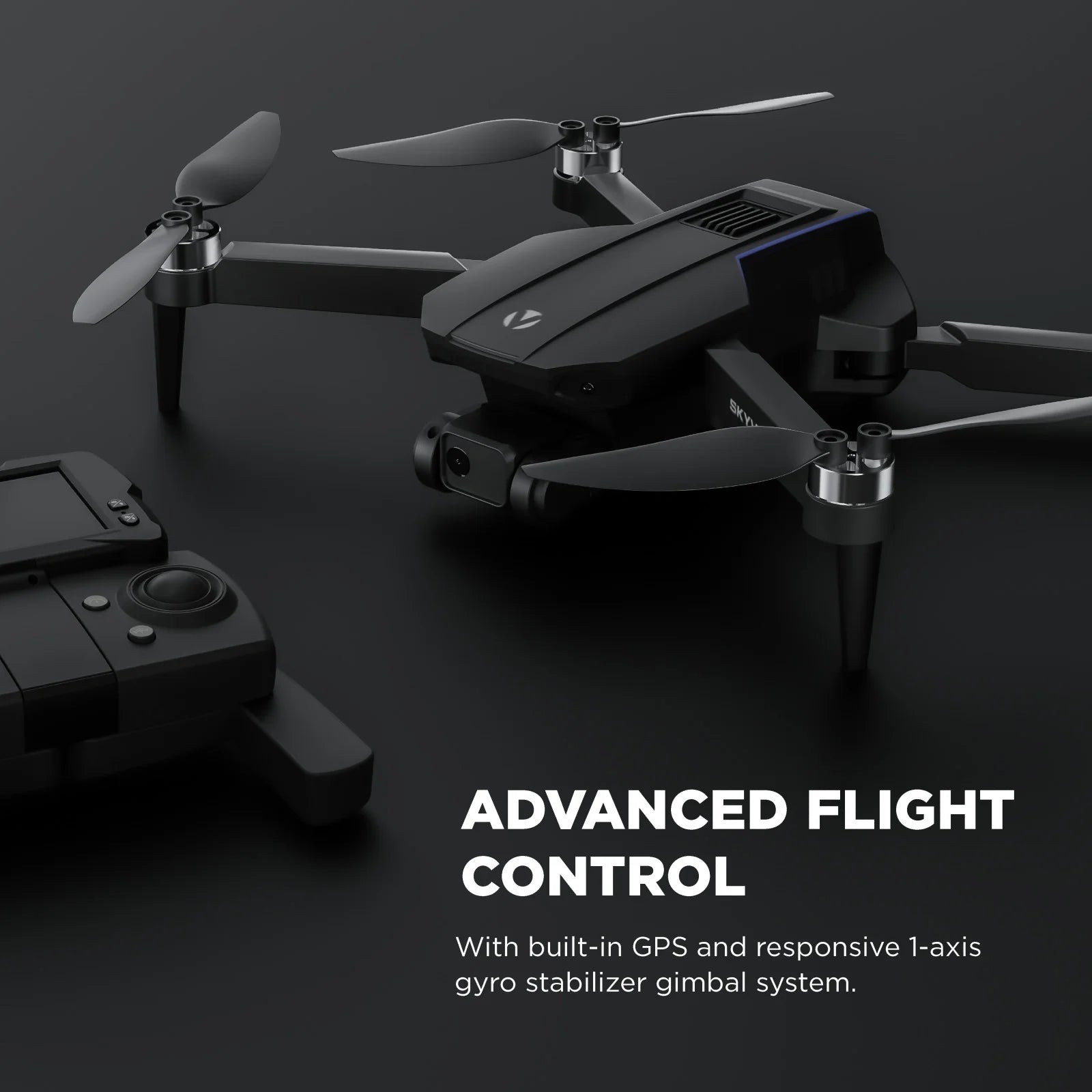 Skyvision 4K Ultra HD GPS Foldable Video Drone with 4.3" Display Controller, Brushless Motors, 1-Axis Gimbal, VR Headset, 17-Minute Flight Time & Travel Carry Case